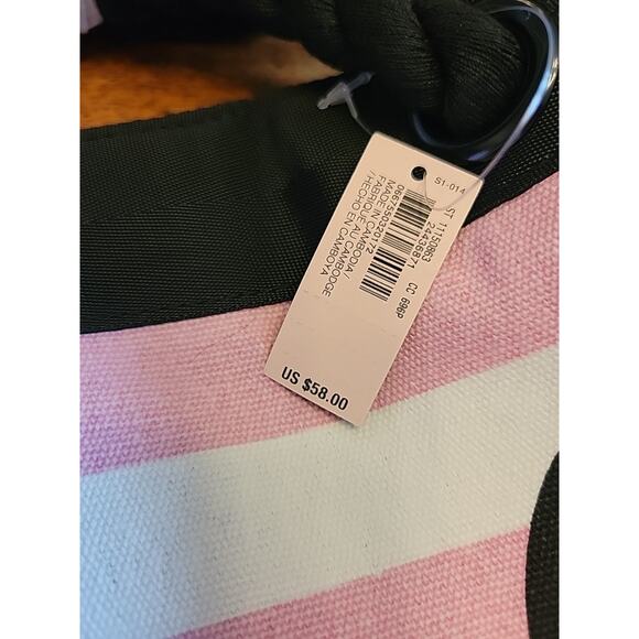 Victoria Secret Beach Tote Bag Weekender Striped Pink and White 2019. - Picture 4 of 10